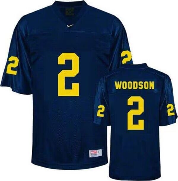 Men's Michigan Wolverines #2 Charles Woodson Navy Stitched Jersey
